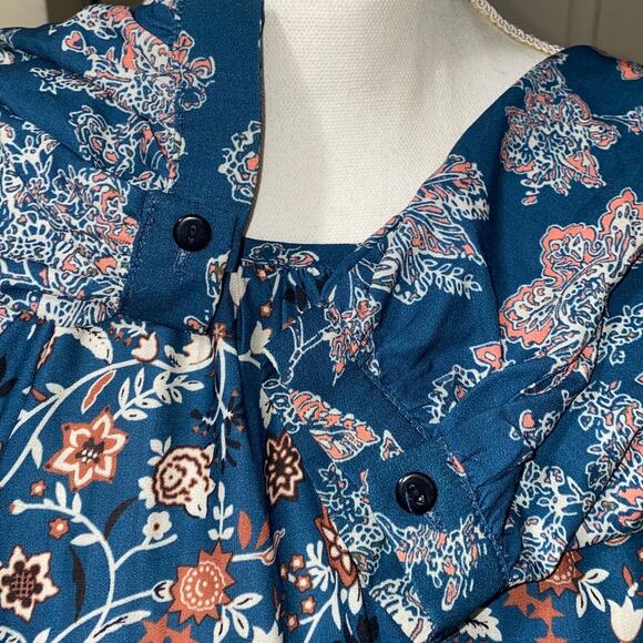 Women's Shift Dress Long Sleeve Floral Print Multicolor Size Medium Modest Boho - Picture 4 of 12